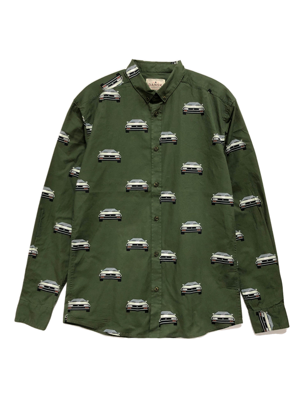 Retro Car Shirt - Army Green