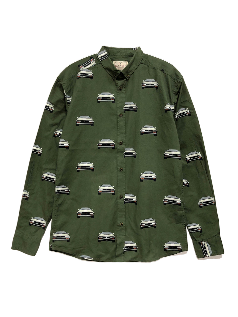 Retro Car Shirt - Army Green