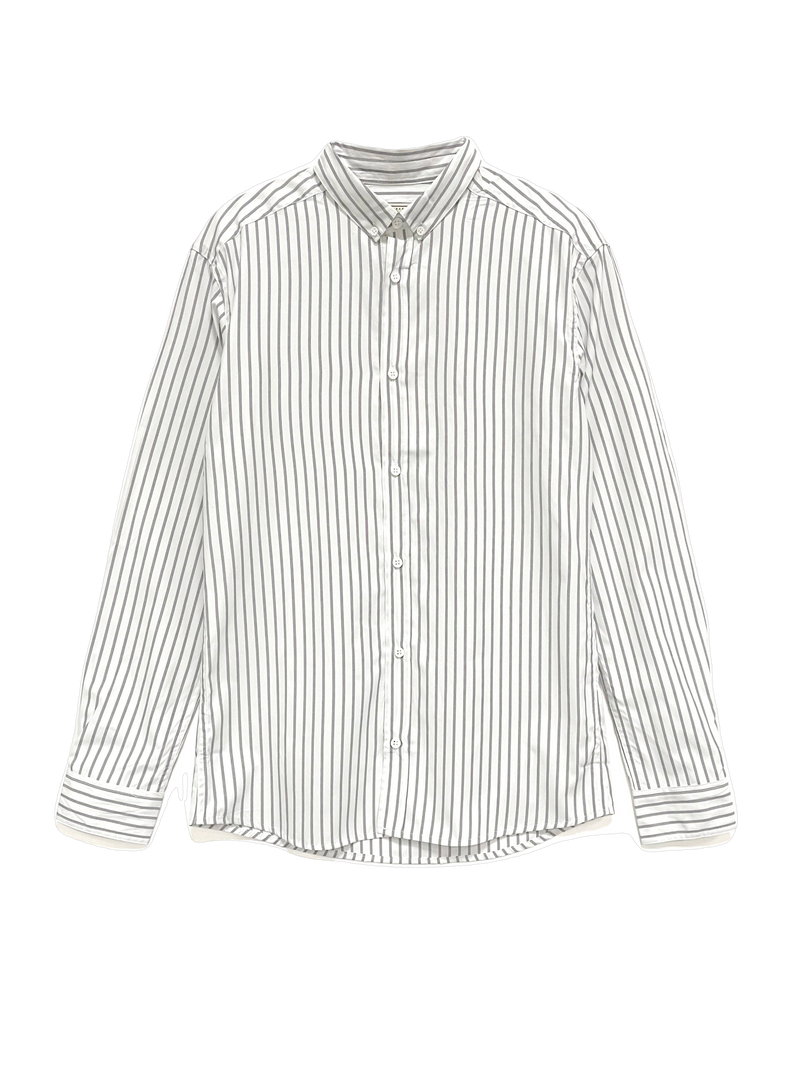 Striped Poplin Shirt - Grey