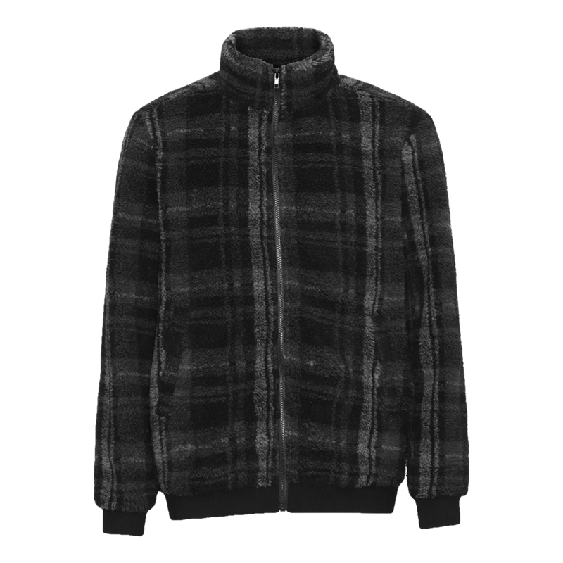 Teddy Fleece Checked Jacket - Grey